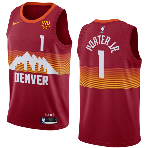 Men's Denver Nuggets #1 Michael Porter Jr. 2020-21 Red City Edition Stitched NBA Jersey